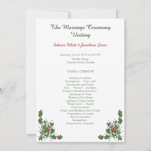 クリスマスヒトデビーチ結婚式セレモニー事業 招待状 (正面)