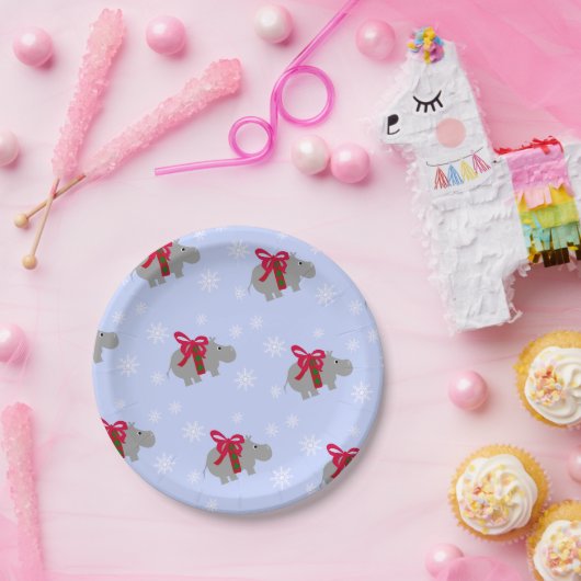 クリスマスヒポタマス紙ホリデーパーティープレート ペーパープレート (パーティー)