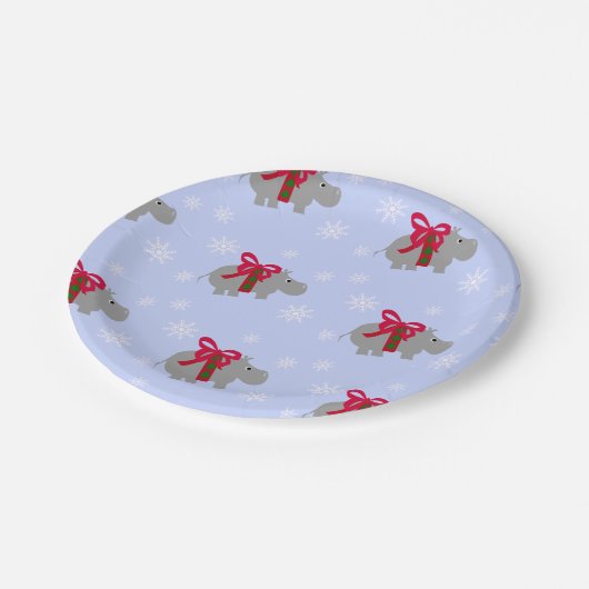 クリスマスヒポタマス紙ホリデーパーティープレート ペーパープレート (アングル)