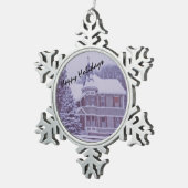 クリスマスビクトリアンにオールドハウス スノーフレークピューターオーナメント (右)