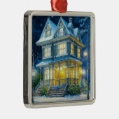 クリスマスビクトリアンに大きな美しい家 メタルオーナメント (右)