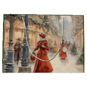 クリスマスビクトリアンのホリデーシーン ラージペーパーバッグ (裏面)