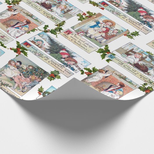 クリスマスビクトリアンの挨拶を楽しむ子どもたち ラッピングペーパー (角)