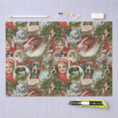 クリスマスビクトリアンの猫と犬がコラージュを壊す  薄葉紙 (クラフト)