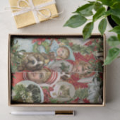 クリスマスビクトリアンの猫と犬がコラージュを壊す  薄葉紙 (ギフト)