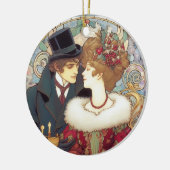 クリスマスビクトリアンカップル セラミックオーナメント (左)