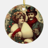 クリスマスビクトリアンカップル セラミックオーナメント (正面)