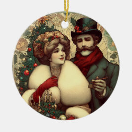 クリスマスビクトリアンカップル セラミックオーナメント