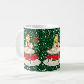 クリスマスビクトリアンガール書の緑の輝き コーヒーマグカップ (正面左)
