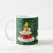 クリスマスビクトリアンガール書の緑の輝き コーヒーマグカップ (左)