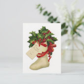 クリスマスビクトリアンストッキングとホリーはがき シーズンポストカード (スタンド正面)