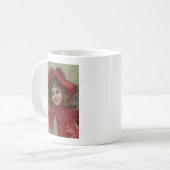 クリスマスビクトリアンチャイルドレッドハットガールポートレートAr コーヒーマグカップ (正面左)