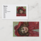 クリスマスビクトリアンチャイルドレッドハットガールポートレートAr 名刺 (正面/裏面)