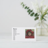 クリスマスビクトリアンチャイルドレッドハットガールポートレートAr 名刺 (スタンド正面)