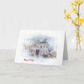 クリスマスビクトリアンハウス カード (黄色い花)