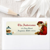 クリスマスビクトリアンレター付きサンタと子供 ラベル (インサイチュ)