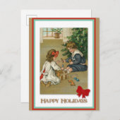 クリスマスビクトリアンヴィンテージ遊キッズ ポストカード (正面/裏面)