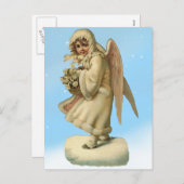 クリスマスビクトリアン天使の少女 シーズンポストカード (正面/裏面)