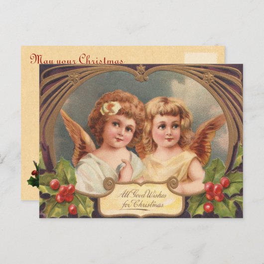 クリスマスビクトリアン天使はがき シーズンポストカード (正面/裏面)
