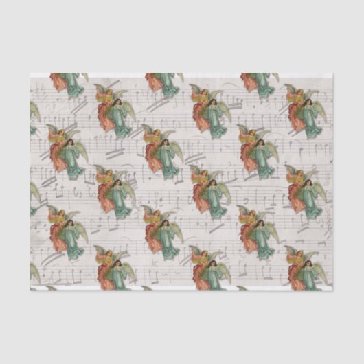 クリスマスビクトリアン天使スクラップ宗教ヴィンテージ 薄葉紙 (正面)