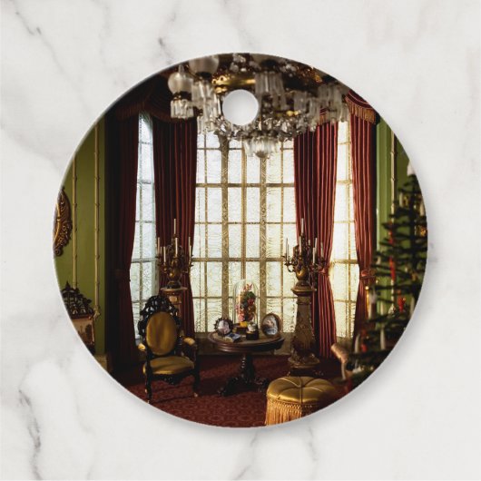 クリスマスビクトリアン – カスタマイズ可能なメッセージカード フェイバータグ (正面)