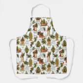 クリスマスビクトリアン・ツリー、ホリー&ミュージック エプロン (正面)
