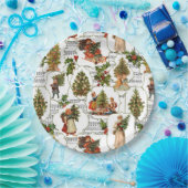 クリスマスビクトリアン・ツリー、ホリー&ミュージック ペーパープレート (パーティー)