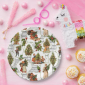 クリスマスビクトリアン・ツリー、ホリー&ミュージック ペーパープレート (パーティー)