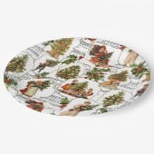 クリスマスビクトリアン・ツリー、ホリー&ミュージック ペーパープレート (アングル)