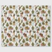 クリスマスビクトリアン・ツリー、ホリー&ミュージック ラッピングペーパー (フラット)