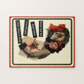 クリスマスビジットヴィンテージおもしろいホリデー ジグソーパズル (横)