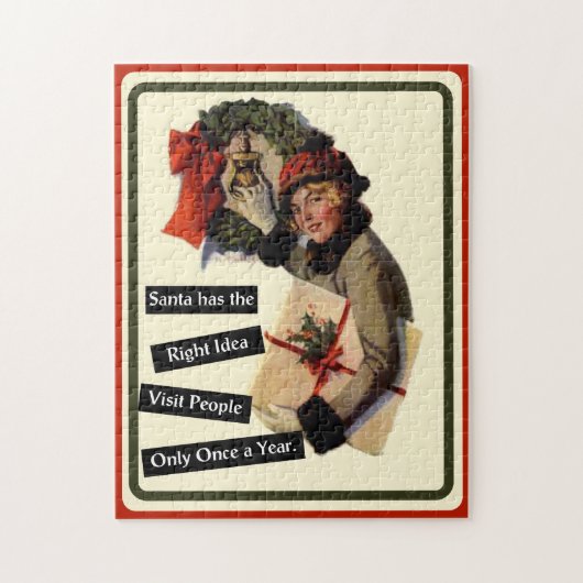 クリスマスビジットヴィンテージおもしろいホリデー ジグソーパズル (縦)