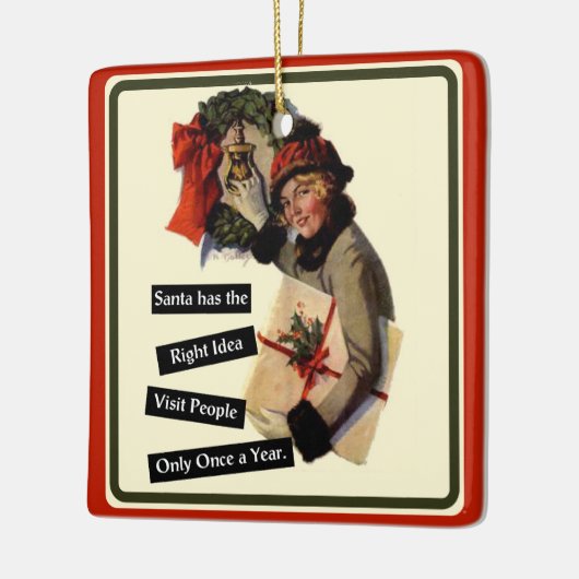 クリスマスビジットヴィンテージおもしろいホリデー セラミックオーナメント (左)