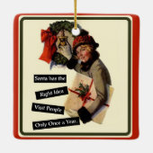 クリスマスビジットヴィンテージおもしろいホリデー セラミックオーナメント (裏面)