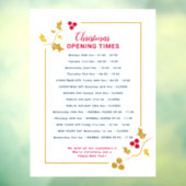 クリスマスビジネスのオープニングタイム、金ゴールドレッドホリー ウィンドウサイン (シート3)