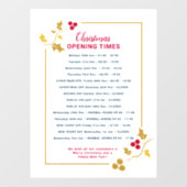 クリスマスビジネスのオープニングタイム、金ゴールドレッドホリー ウィンドウサイン (シート)