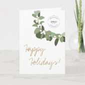 クリスマスビジネスのロゴ金ゴールドブラックリースハッピー シーズンカード (正面)