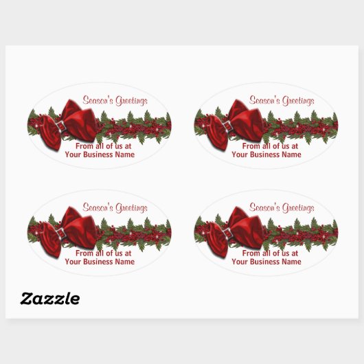 クリスマスビジネスの挨拶をパーソナライズ 楕円形シール (シート)