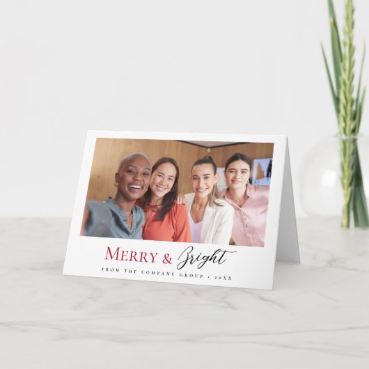 クリスマスビジネスチームの写真メリーと明るい シーズンカード (正面)