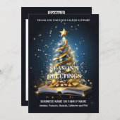 クリスマスビジネスツリーオープンブックDIY qrコードロゴ シーズンカード (正面/裏面)