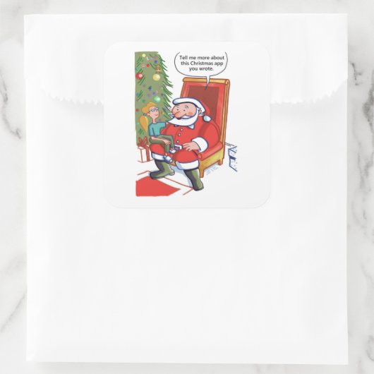 クリスマスビジネスパートナーの大きな四角のステッカー スクエアシール (バッグ)