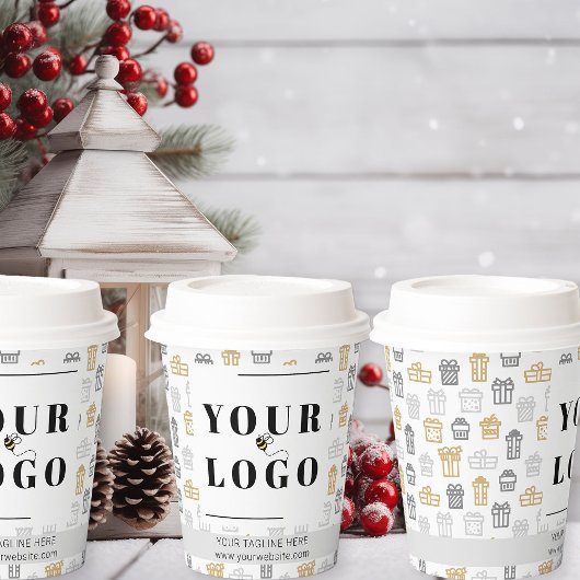 クリスマスビジネスロゴギフトパターン（の模様が）あるプレゼント 紙コップ