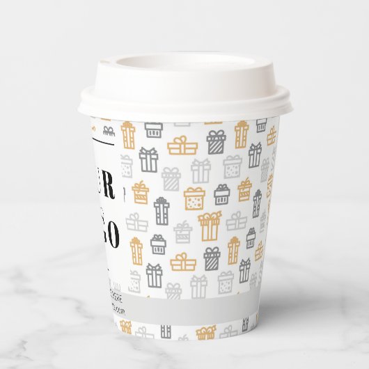 クリスマスビジネスロゴギフトパターン（の模様が）あるプレゼント 紙コップ (裏面)