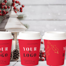 クリスマスビジネスロゴレッドホリー