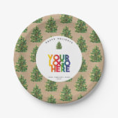クリスマスビジネスロゴヴィンテージクリスマスツリー ペーパープレート (正面)