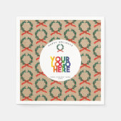 クリスマスビジネスロゴヴィンテージリースKraft スタンダードカクテルナプキン (正面)