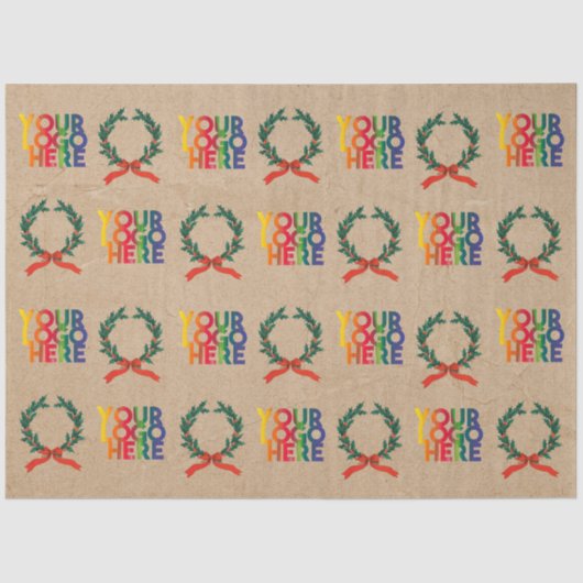 クリスマスビジネスロゴヴィンテージリースKraft 薄葉紙 (正面)