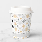 クリスマスビジネスロゴ冬のスノーフレークパターン（の模様が）ある 紙コップ (裏面)