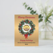 クリスマスビジネス会社のロゴの休日の願い ポストカード (スタンド正面)