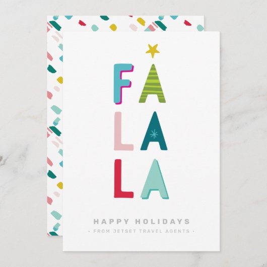 クリスマスビジネス感謝していモダンタイポグラフィファララ 招待状 (正面/裏面)